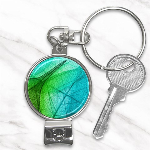 Texture Green Leaf Abstraction 3d Nail Clippers Key Chain from ArtsNow.com Front