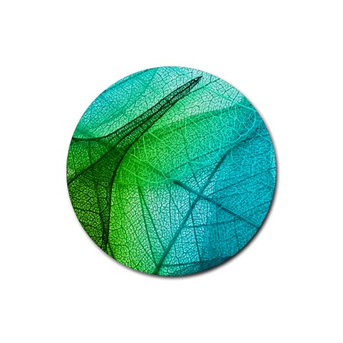 Texture Green Leaf Abstraction 3d Rubber Round Coaster (4 pack) from ArtsNow.com Front