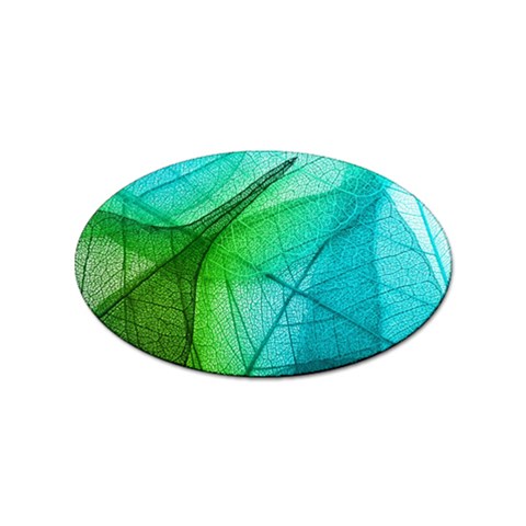 Texture Green Leaf Abstraction 3d Sticker (Oval) from ArtsNow.com Front