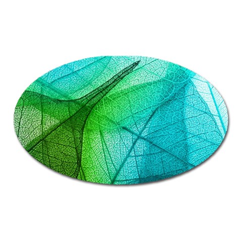 Texture Green Leaf Abstraction 3d Oval Magnet from ArtsNow.com Front