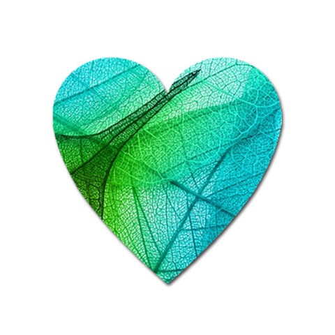 Texture Green Leaf Abstraction 3d Heart Magnet from ArtsNow.com Front