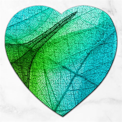 Texture Green Leaf Abstraction 3d Jigsaw Puzzle (Heart) from ArtsNow.com Front