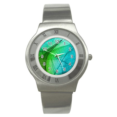 Texture Green Leaf Abstraction 3d Stainless Steel Watch from ArtsNow.com Front