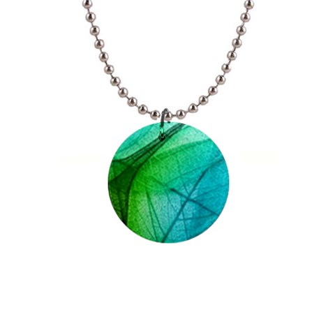 Texture Green Leaf Abstraction 3d 1  Button Necklace from ArtsNow.com Front