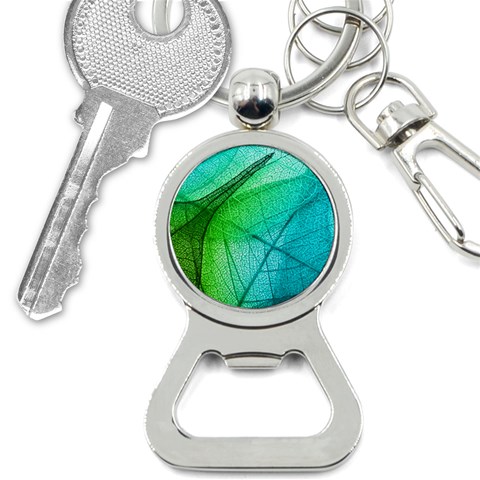 Texture Green Leaf Abstraction 3d Bottle Opener Key Chain from ArtsNow.com Front