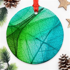 Texture Green Leaf Abstraction 3d Round Ornament (Two Sides) from ArtsNow.com Front