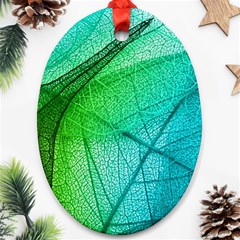 Texture Green Leaf Abstraction 3d Oval Ornament (Two Sides) from ArtsNow.com Front