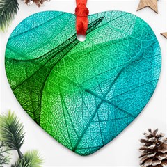 Texture Green Leaf Abstraction 3d Heart Ornament (Two Sides) from ArtsNow.com Back