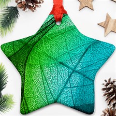 Texture Green Leaf Abstraction 3d Star Ornament (Two Sides) from ArtsNow.com Front