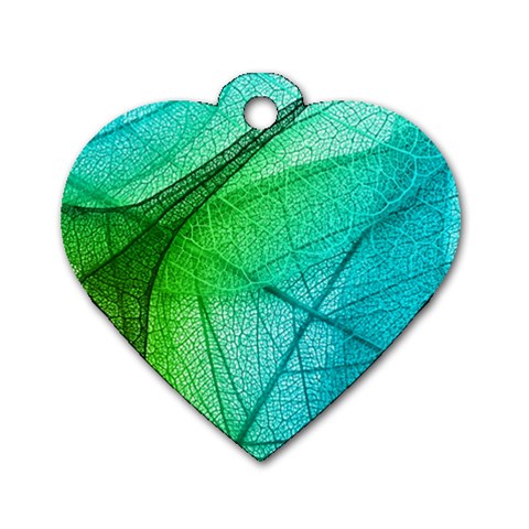 Texture Green Leaf Abstraction 3d Dog Tag Heart (One Side) from ArtsNow.com Front