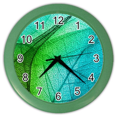 Texture Green Leaf Abstraction 3d Color Wall Clock from ArtsNow.com Front