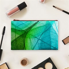 Texture Green Leaf Abstraction 3d Cosmetic Bag (Medium) from ArtsNow.com Front