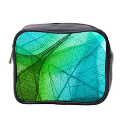 Texture Green Leaf Abstraction 3d Mini Toiletries Bag (Two Sides) from ArtsNow.com Front