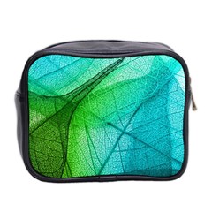 Texture Green Leaf Abstraction 3d Mini Toiletries Bag (Two Sides) from ArtsNow.com Back