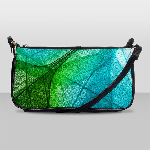 Texture Green Leaf Abstraction 3d Leather Shoulder Clutch Bag from ArtsNow.com Front