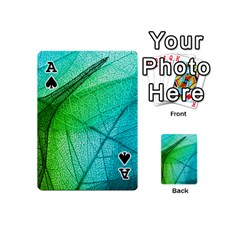 Ace Texture Green Leaf Abstraction 3d Playing Cards 54 Designs (Mini) from ArtsNow.com Front - SpadeA