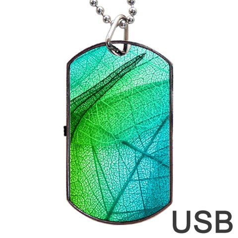 Texture Green Leaf Abstraction 3d Dog Tag USB Flash (Two Sides) from ArtsNow.com Front