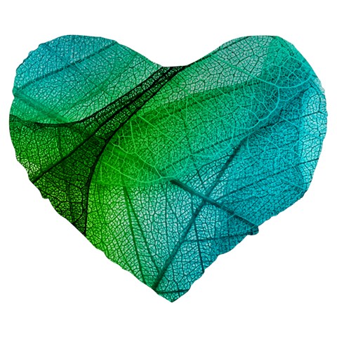 Texture Green Leaf Abstraction 3d Large 19  Premium Heart Shape Cushions from ArtsNow.com Front