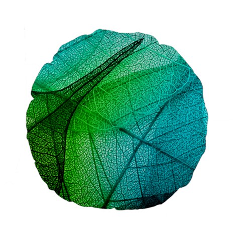 Texture Green Leaf Abstraction 3d Standard 15  Premium Flano Round Cushions from ArtsNow.com Front