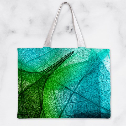 Texture Green Leaf Abstraction 3d Zipper Mini Tote Bag from ArtsNow.com Front