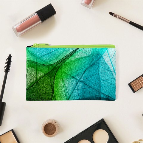 Texture Green Leaf Abstraction 3d Cosmetic Bag (XS) from ArtsNow.com Front