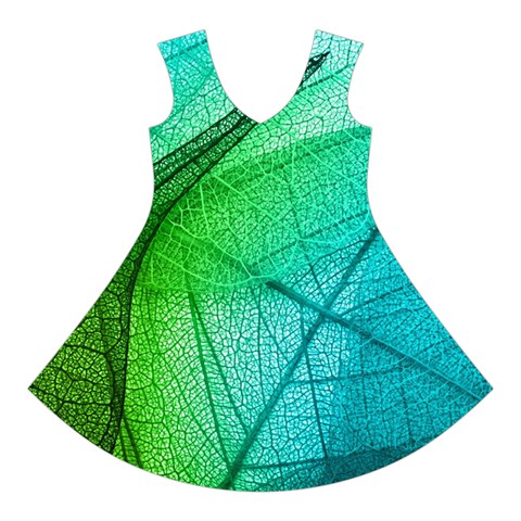 Texture Green Leaf Abstraction 3d Short Sleeve V Front