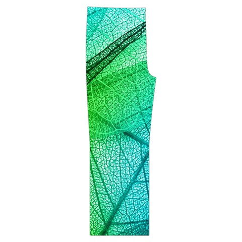 Texture Green Leaf Abstraction 3d Short Sleeve Long Pants Satin Pajamas Set from ArtsNow.com Front Bottom Right