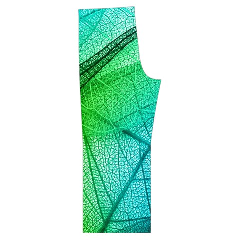 Texture Green Leaf Abstraction 3d Short Sleeve Long Pants Satin Pajamas Set from ArtsNow.com Back Bottom Left