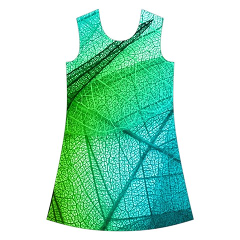 Texture Green Leaf Abstraction 3d Kids  Short Sleeve Velvet Dress from ArtsNow.com Front