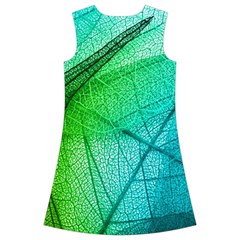 Texture Green Leaf Abstraction 3d Kids  Short Sleeve Velvet Dress from ArtsNow.com Back