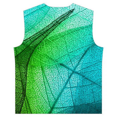 Texture Green Leaf Abstraction 3d Men s High Neck Button Up Puffer Vest from ArtsNow.com Back