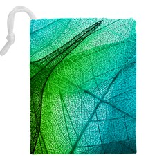 Texture Green Leaf Abstraction 3d Drawstring Pouch (4XL) from ArtsNow.com Back