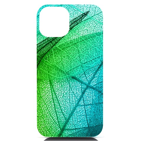 Texture Green Leaf Abstraction 3d iPhone 14 Black UV Print PC Hardshell Case from ArtsNow.com Front