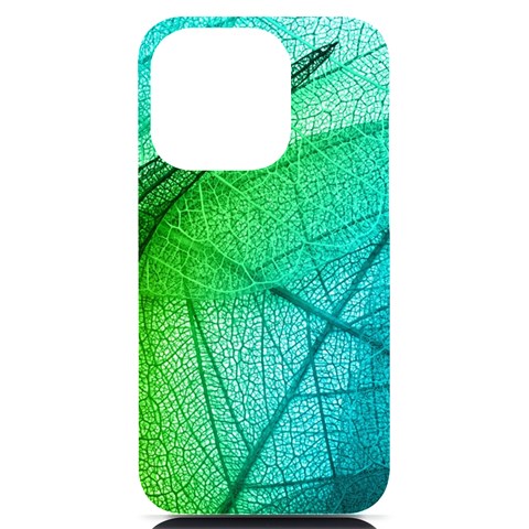 Texture Green Leaf Abstraction 3d iPhone 14 Pro Black UV Print PC Hardshell Case from ArtsNow.com Front