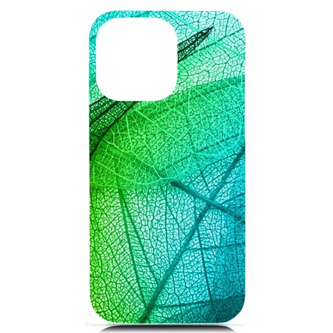 Texture Green Leaf Abstraction 3d iPhone 14 Pro Max Black UV Print PC Hardshell Case from ArtsNow.com Front