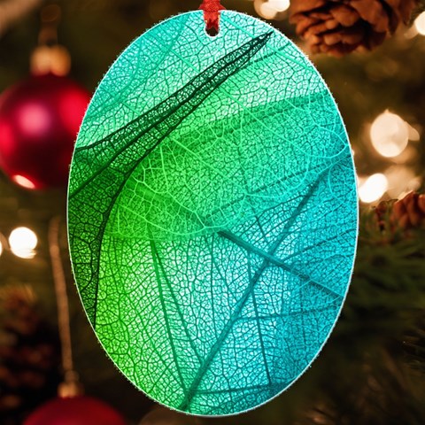 Texture Green Leaf Abstraction 3d UV Print Acrylic Ornament Oval from ArtsNow.com Front