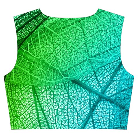 Texture Green Leaf Abstraction 3d Trumpet Sleeve Cropped Top from ArtsNow.com Back