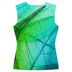 Texture Green Leaf Abstraction 3d Women s Cut Out Long Sleeve T Back