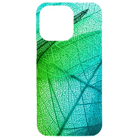 Texture Green Leaf Abstraction 3d iPhone 15 Pro Max Black UV Print PC Hardshell Case from ArtsNow.com Front