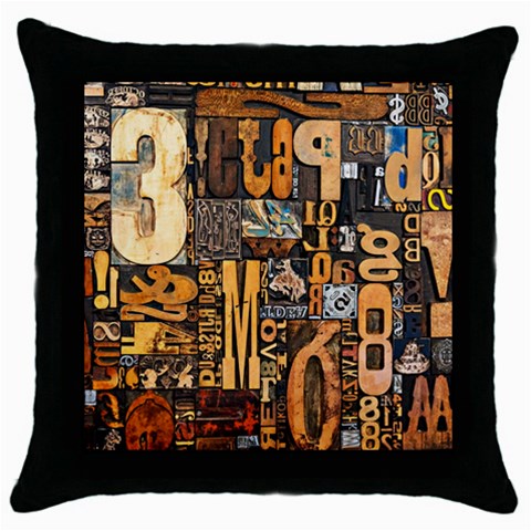 3d Letters Macro Wooden Letters Letters Textures Throw Pillow Case (Black) from ArtsNow.com Front