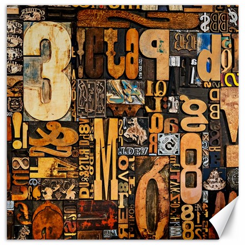 3d Letters Macro Wooden Letters Letters Textures Canvas 12  x 12  from ArtsNow.com 11.4 x11.56  Canvas - 1