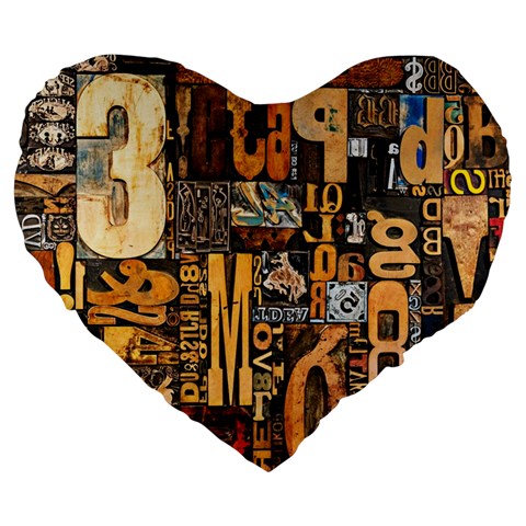 3d Letters Macro Wooden Letters Letters Textures Large 19  Premium Heart Shape Cushions from ArtsNow.com Front