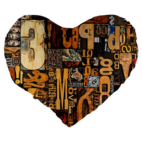 3d Letters Macro Wooden Letters Letters Textures Large 19  Premium Heart Shape Cushions from ArtsNow.com Back