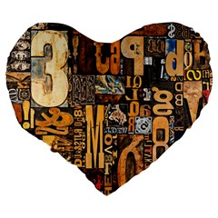 3d Letters Macro Wooden Letters Letters Textures Large 19  Premium Heart Shape Cushions from ArtsNow.com Back