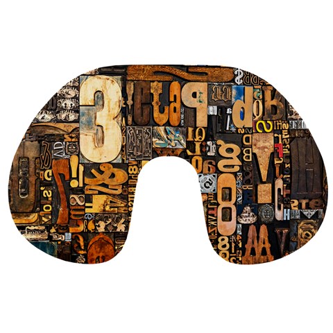 3d Letters Macro Wooden Letters Letters Textures Travel Neck Pillow from ArtsNow.com Front