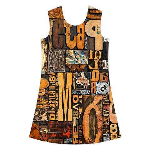 3d Letters Macro Wooden Letters Letters Textures Kids  Short Sleeve Velvet Dress from ArtsNow.com Front