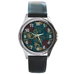 Flowers Floral Retro Flower Texture Round Metal Watch