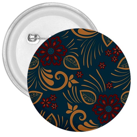 Flowers Floral Retro Flower Texture 3  Buttons from ArtsNow.com Front