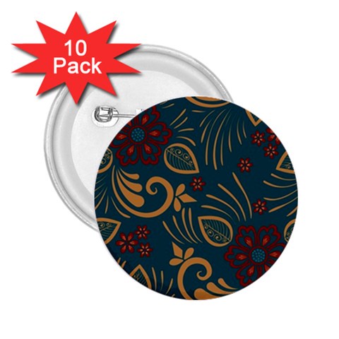 Flowers Floral Retro Flower Texture 2.25  Buttons (10 pack)  from ArtsNow.com Front