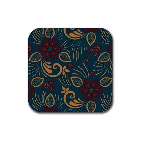 Flowers Floral Retro Flower Texture Rubber Coaster (Square) from ArtsNow.com Front